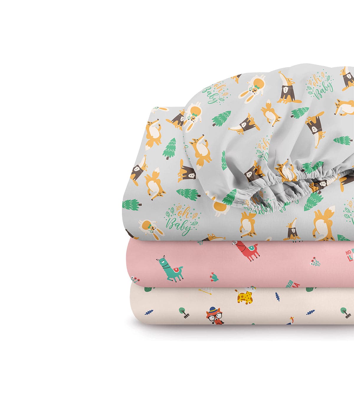 100% Organic Cotton Fitted Crib Sheets Pack of 3 (Full Size)