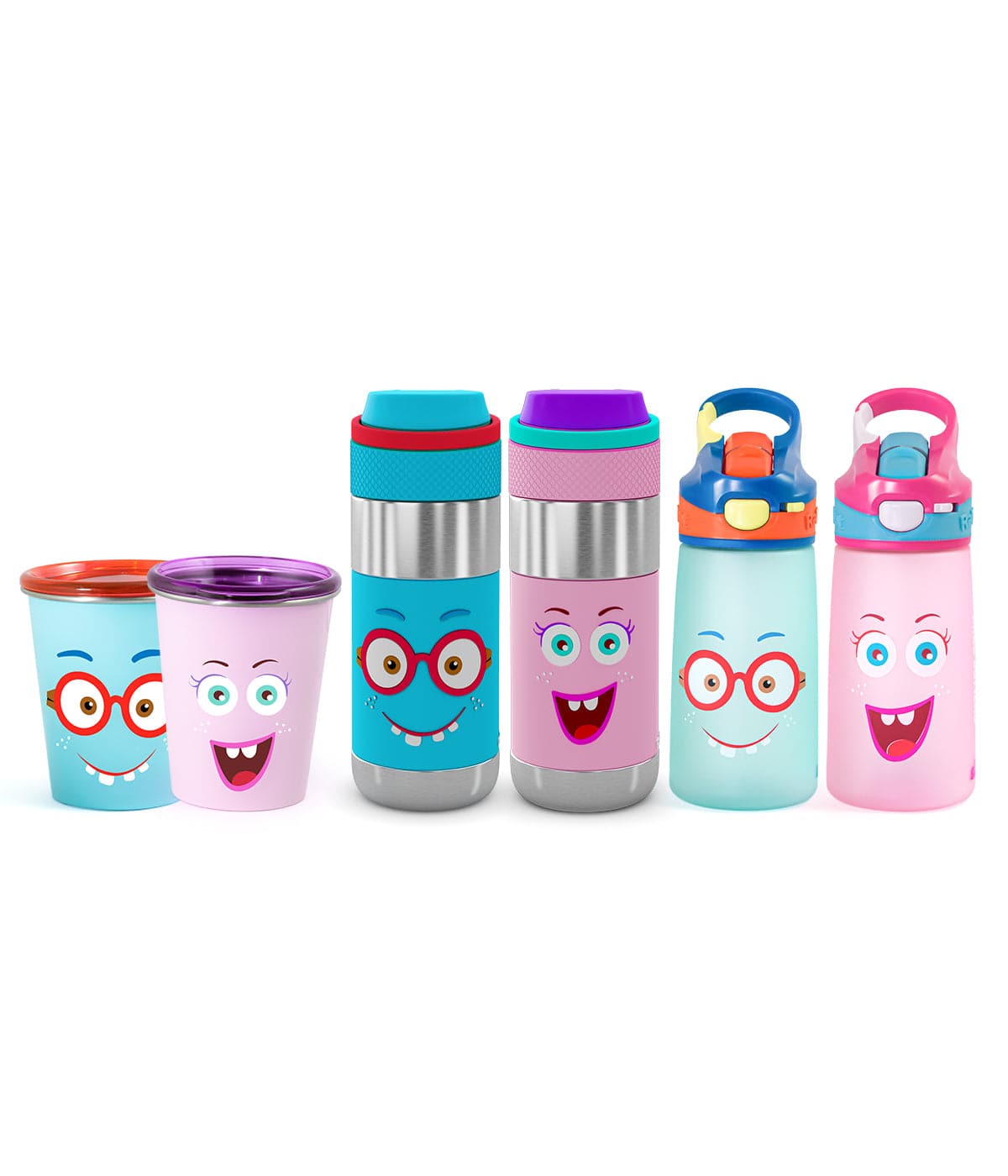 Less is bore combo (2 Clean Lock Insulated Stainless Steel Bottles + 2 Snap Lock Sipper Bottles + 2 Better Cups with Training Lid)