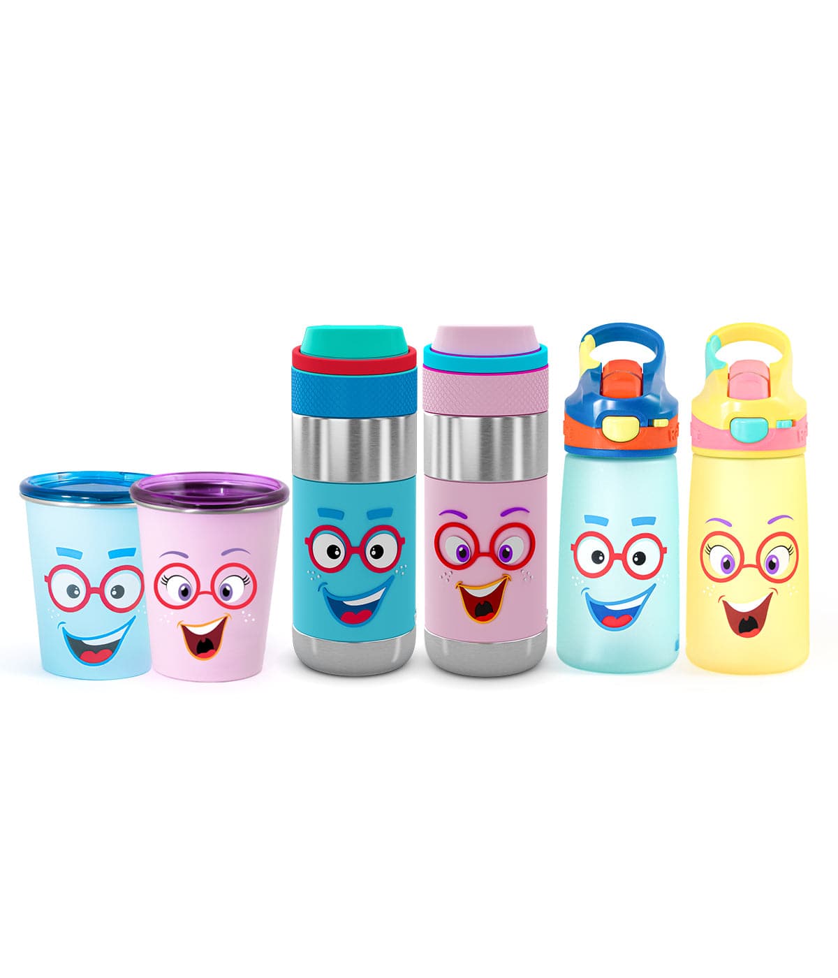 Less is bore combo (2 Clean Lock Insulated Stainless Steel Bottles + 2 Snap Lock Sipper Bottles + 2 Better Cups with Training Lid)